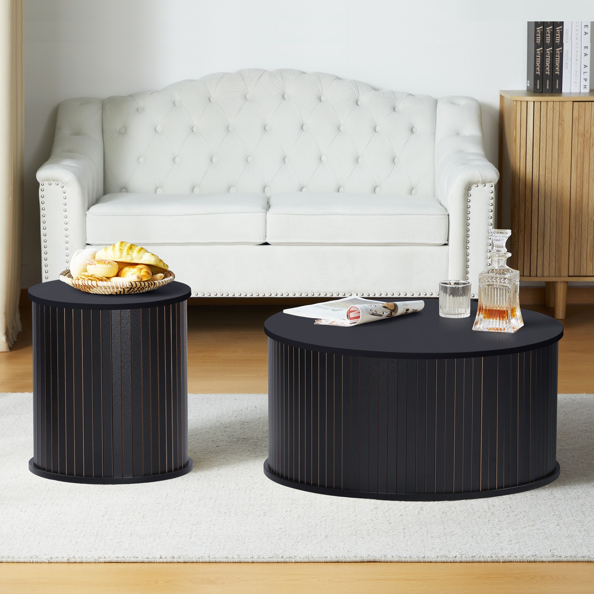 新着入荷の通販 Nesting Storage Round 2-Piece 29.13in.W Coffee On - Table ロッド