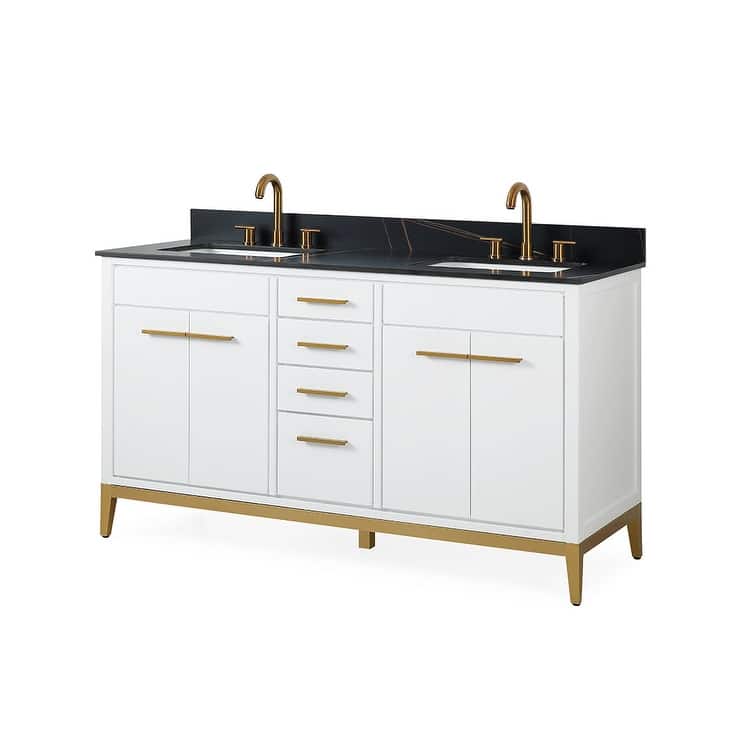 60" Tennant Brand Modern Style White Beatrice Double Sink Bathroom Vanity - White - Painted - Double Vanities