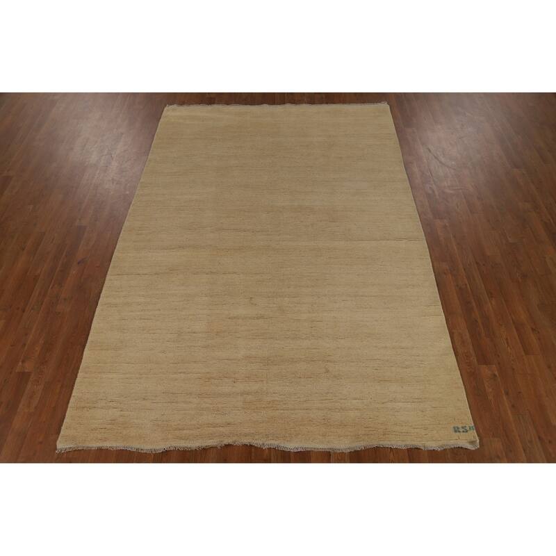 Contemporary Gabbeh Oriental Area Rug Hand-Knotted Wool Carpet - 6'0" x 8'10"