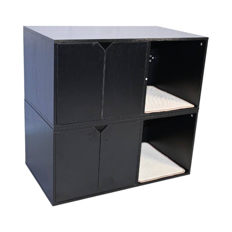 35.83" Cat Litter Box Enclosure Hidden Furniture (Scratch Pad Included), Cat House with Corrugated Cardboard Scratching Pad