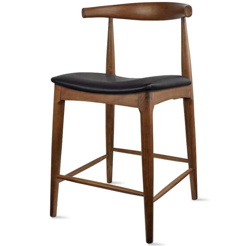 Solid Wood Farmhouse 25" Counter Bar Stool Barstool Modern Dining Elbow With Open Back PU Leather Cushion Kitchen Island