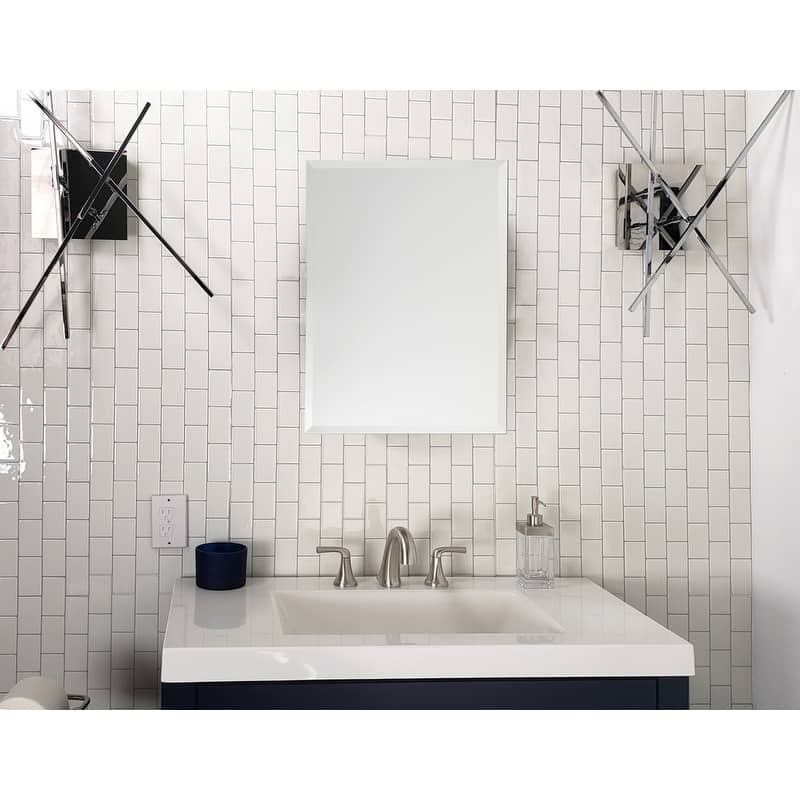 Frameless Modern Beveled Bathroom Vanity Mirror - 22in. x 28 in.