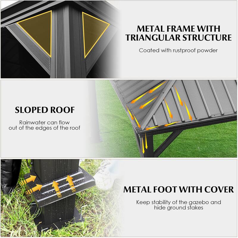 Costway 12ft x 10ft Hardtop Gazebo 2-tier Outdoor Galvanized Steel - See details