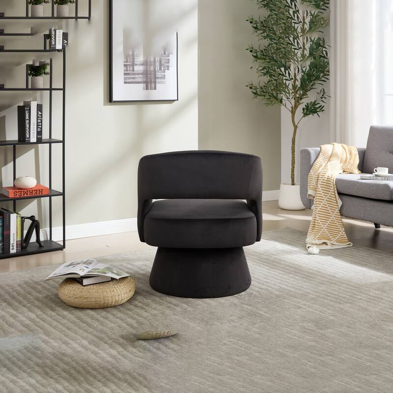 Velvet Accent Armchair 360 Degree Swivel Club Chair for Living Room