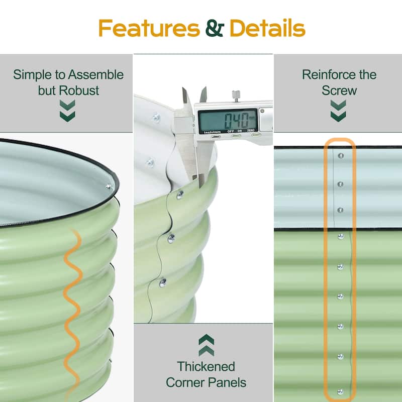 Aoodor 4 in 1 Modular Aluzinc Metal Raised Garden Bed - Outdoor Garden Planter Box for Vegetable, Flower, Herb