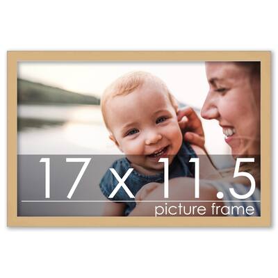 17x11.5 Traditional Natural Wood Picture Frame - UV Acrylic, Foam Board Backing, & Hanging Hardware Included!