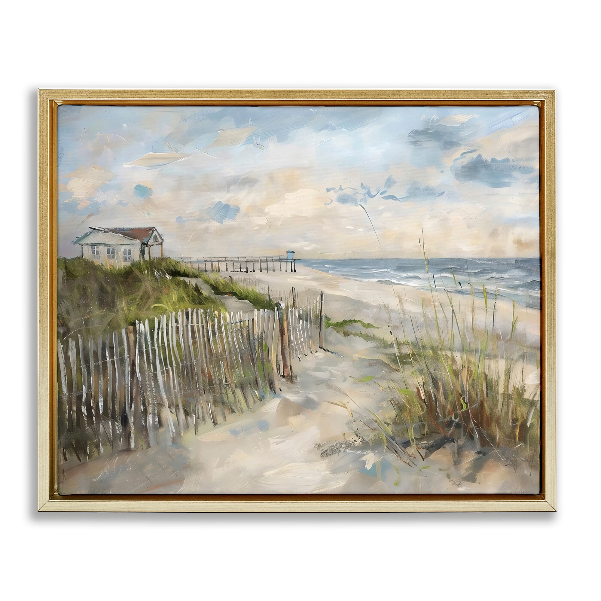 Stupell Favorite Spot Beach View Framed Floater Canvas Wall Art Design By LSR Creative Studio