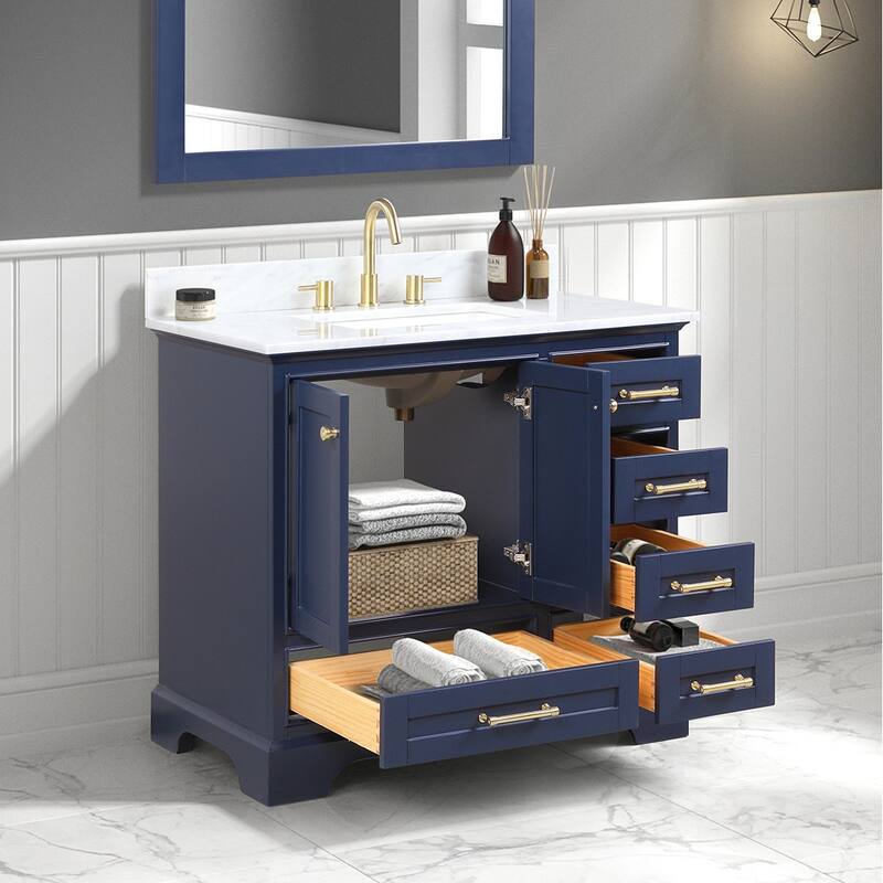 Blossom Copenhagen 36" Bathroom Vanity with Marble Top & Ceramic Sink