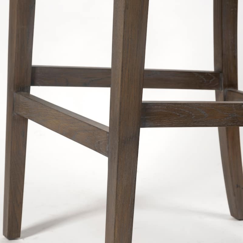 Kensington Beige Fabric Seat with Brown Solid Wood Frame Bar Stool