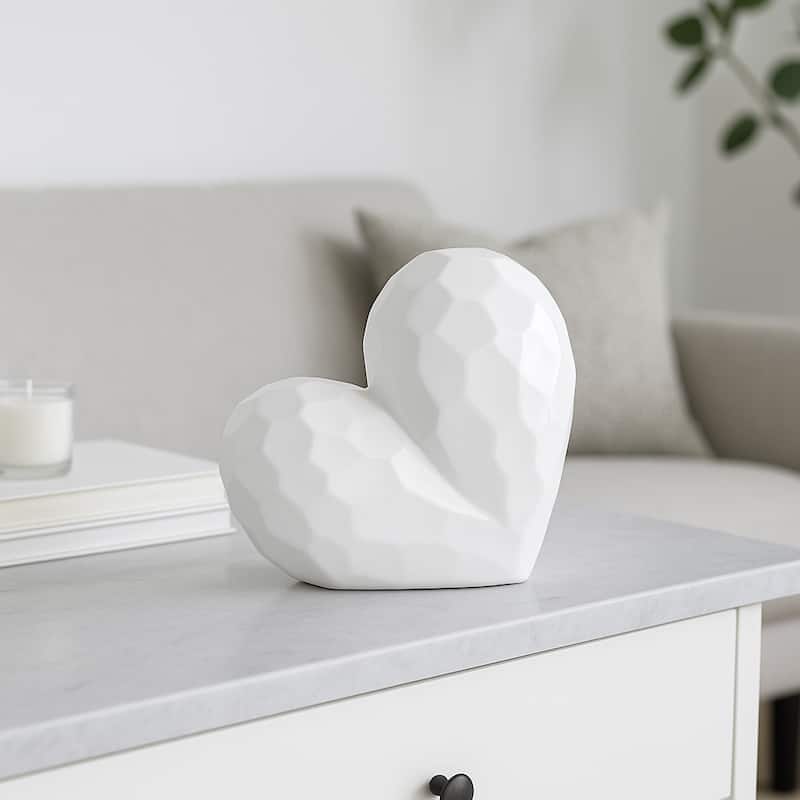 Modern Geometric Heart Sculpture - Ceramic Decorative Object
