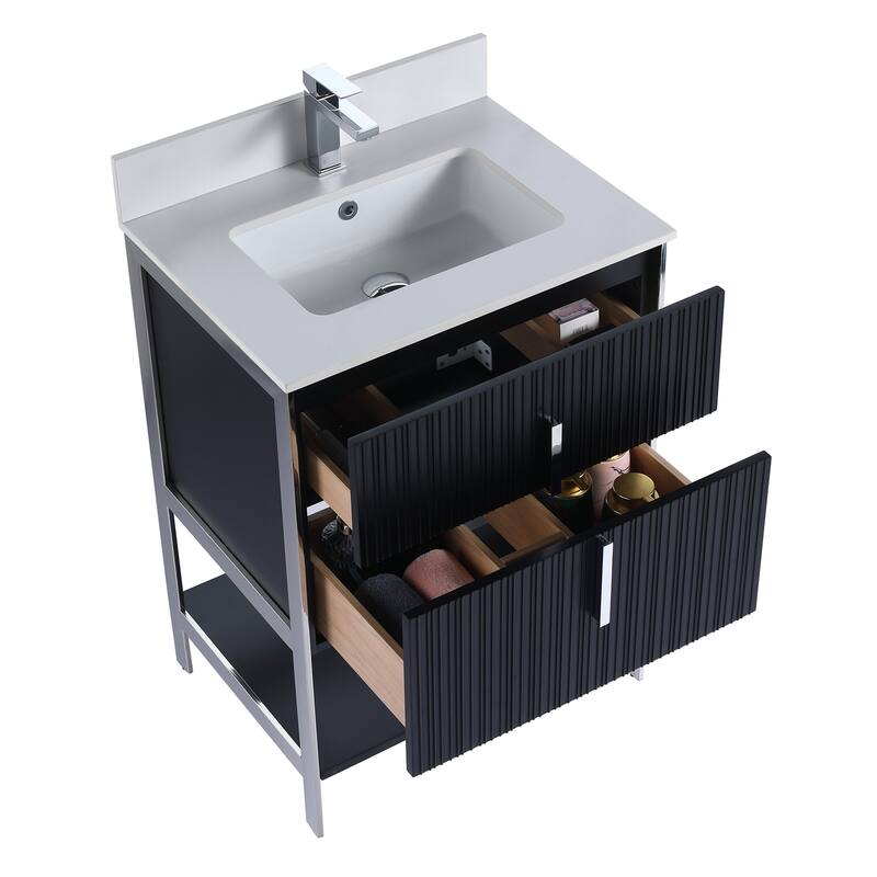 Fine Fixtures Serenity Modern Bathroom Vanity with White Stone Top