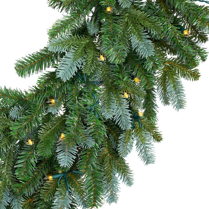 Pre-Lit Artificial Blue Spruce Christmas Wreath - 48" - Clear