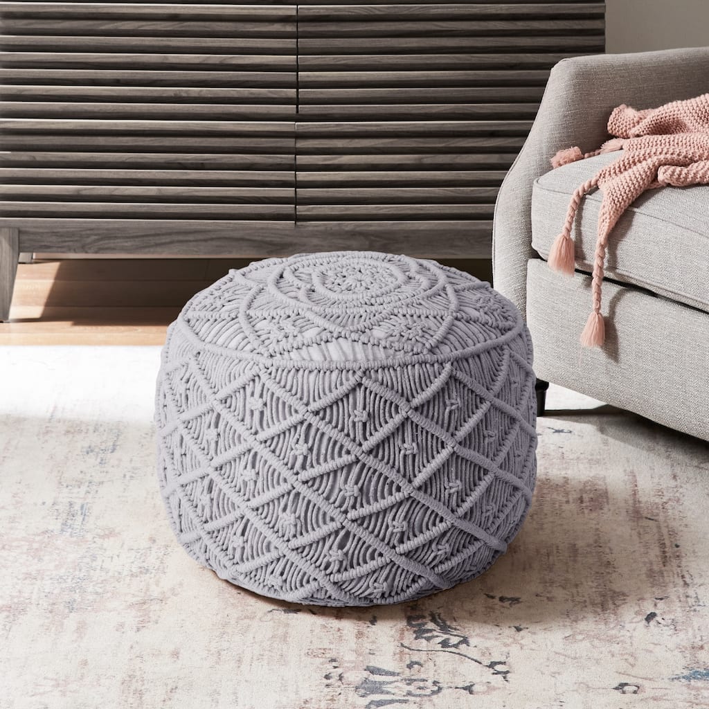 Anistyn Hand Knitted , Lightweight, Round Pouf