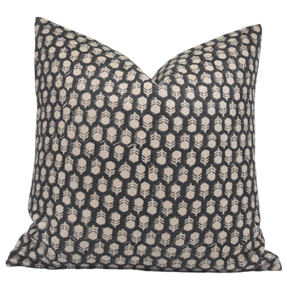 Fabdivine Floral Linen Block Print Cushion Cover Decorative Home Accent,Tulsi Buti