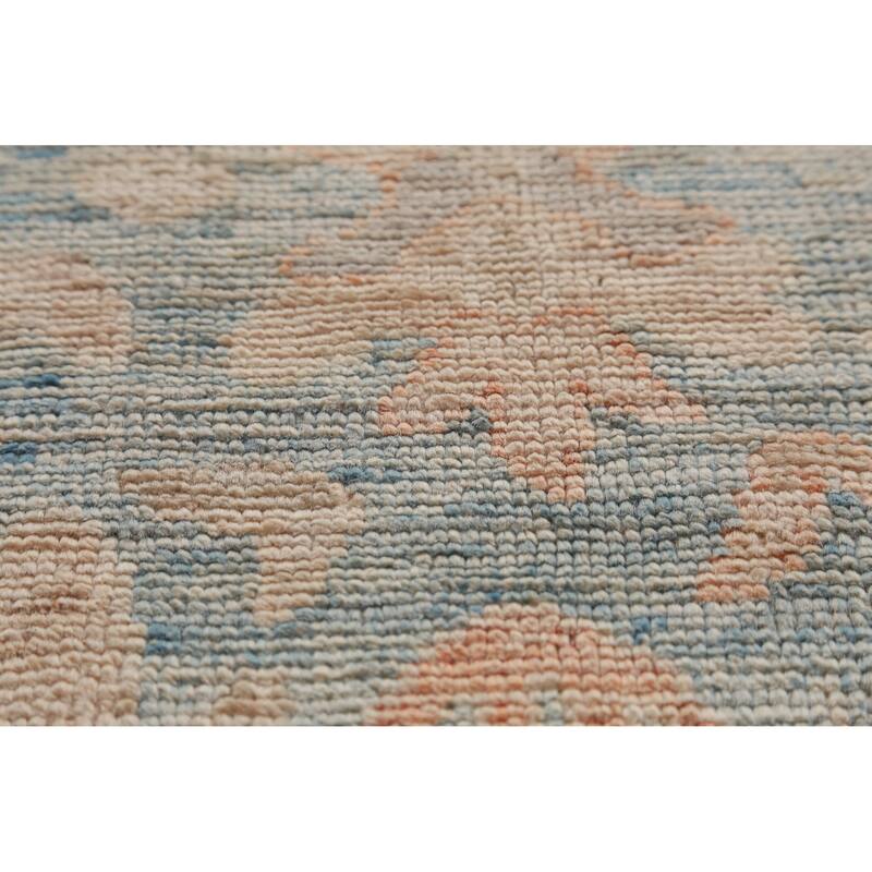 Hand Knotted Oriental 100% Wool Carpet Transitional All-Over Peach Oushak Area Rug - 9' 0'' X 6' 3''