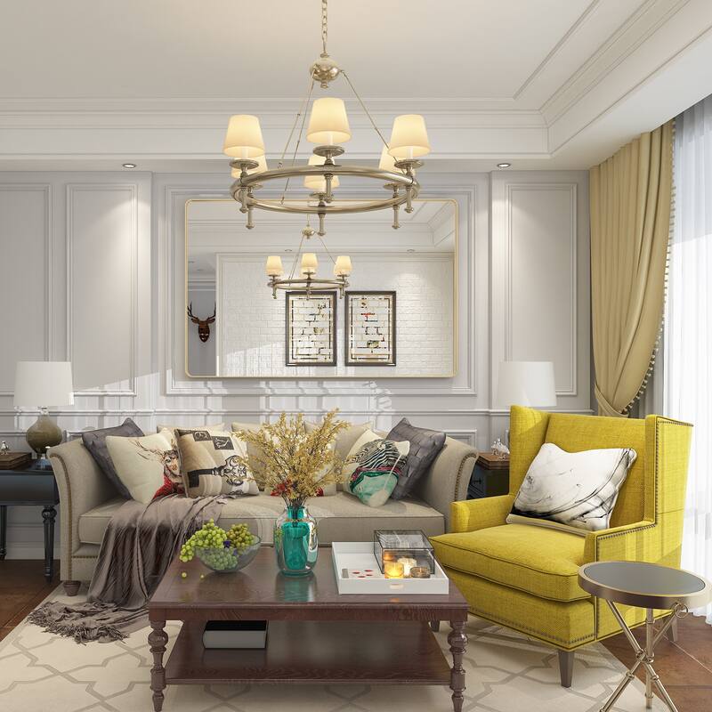 Modern Metal Frame Wall Mounted Bathroom Vanity Mirror