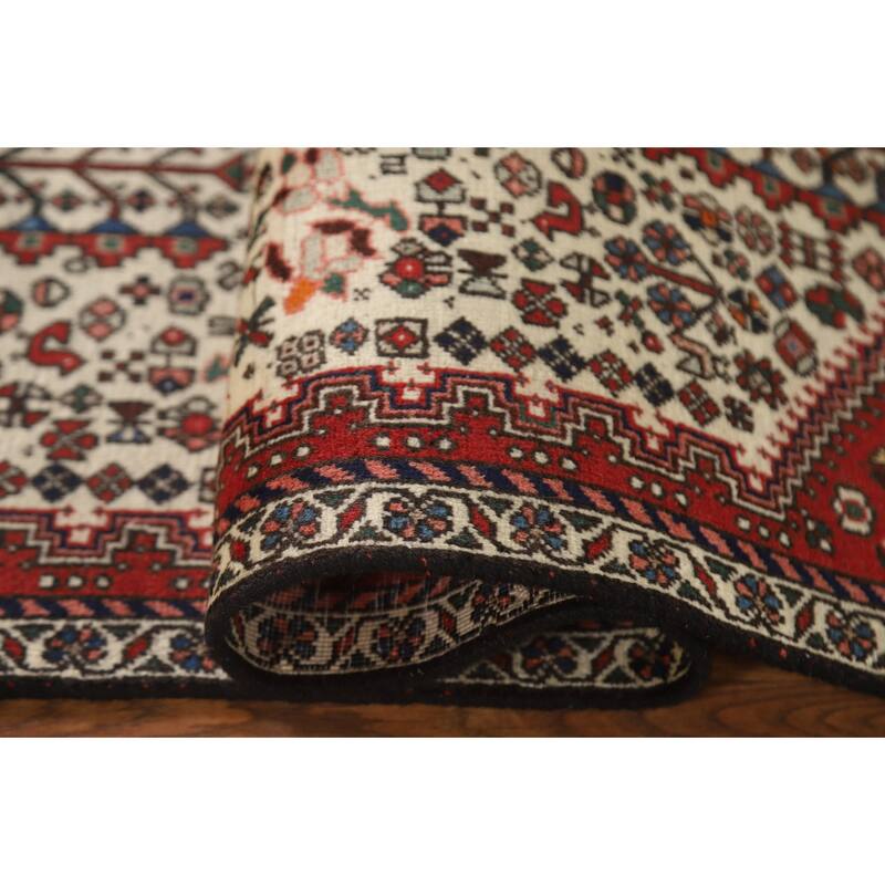 Geometric Abadeh Persian Vintage Runner Rug Handmade Wool Carpet - 2'0"x 4'9"