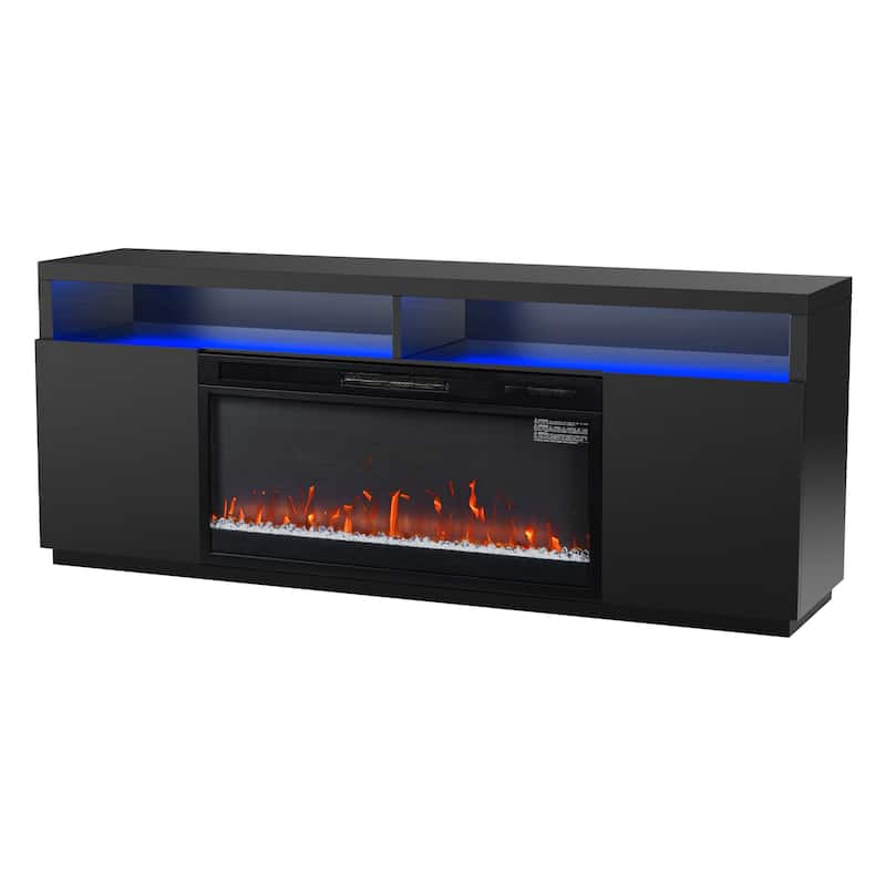 68" Modern Black RGB Electric Fireplace TV Stands Console for TVs Up to 72-inch