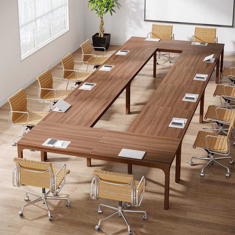Modern Office 13FT Conference Table Set of 6, Large Rectangle Meeting Table, 78.74-Inch Long Business Seminar Table