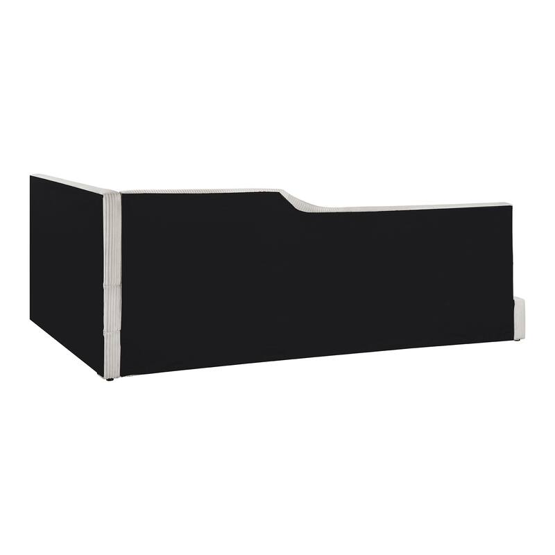 Twin Size L-Shaped Corduroy Daybed, Upholstered with Solid MDF Frame, Stylish Seating