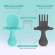 preview thumbnail 5 of 6, Grabease Baby Spoons, Toddler & Baby Utensils, Toddler Silverware, 2 Sets, Teal and Gray