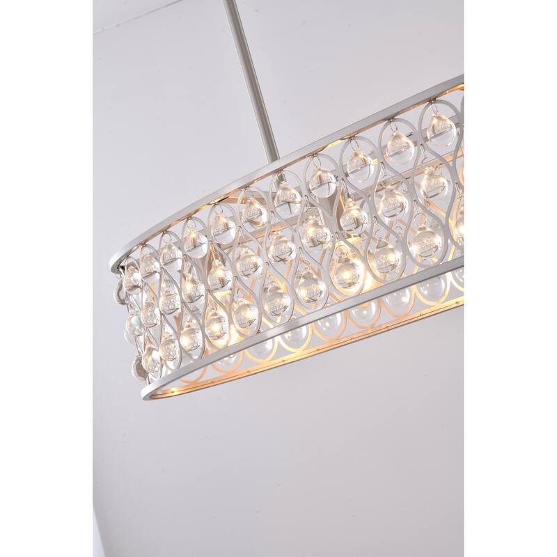 4-Light Satin Nickel Chandelier With Clear Crystal Accents