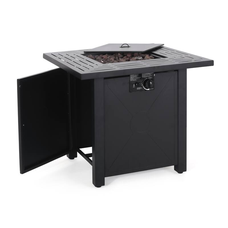 Elwick Outdoor Outdoor 40,000 BTU Iron Square Fire Pit, Black by