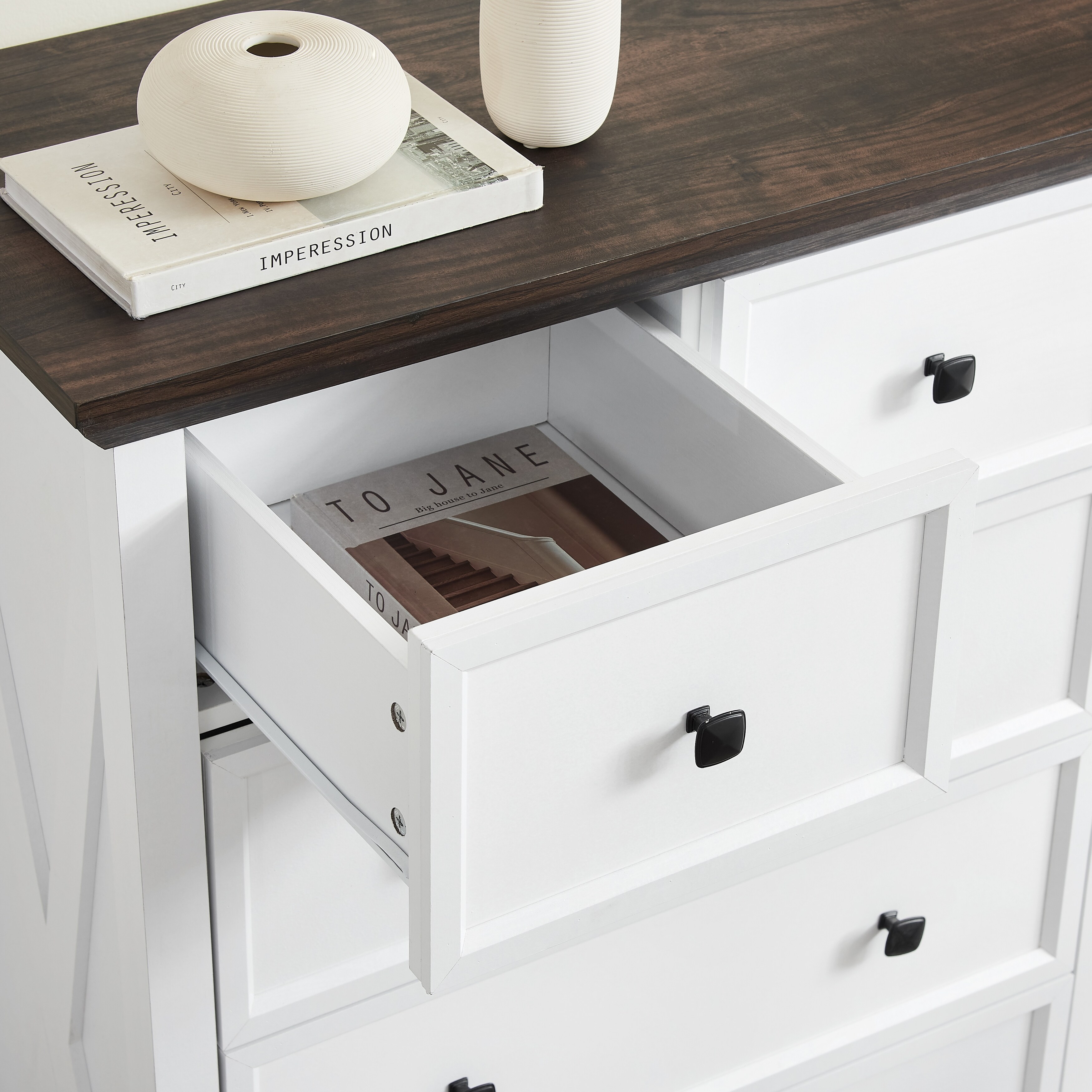 white dresser black hardware Rustic 6 Drawer Dresser, Wood and Grain Finish, Tall Chest with Metal Handles - Bed Bath & Beyond Option:52 The light driftwood finish Bloomingdales22 Anime Future Diary Yuno