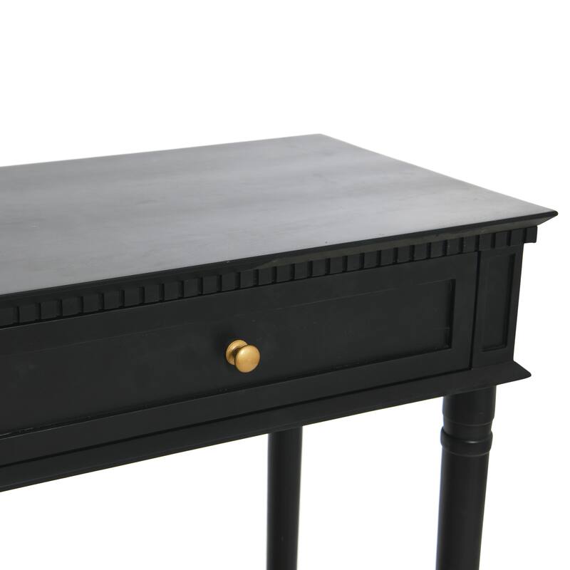 Acacia Wood Console Table with Cane Shelf