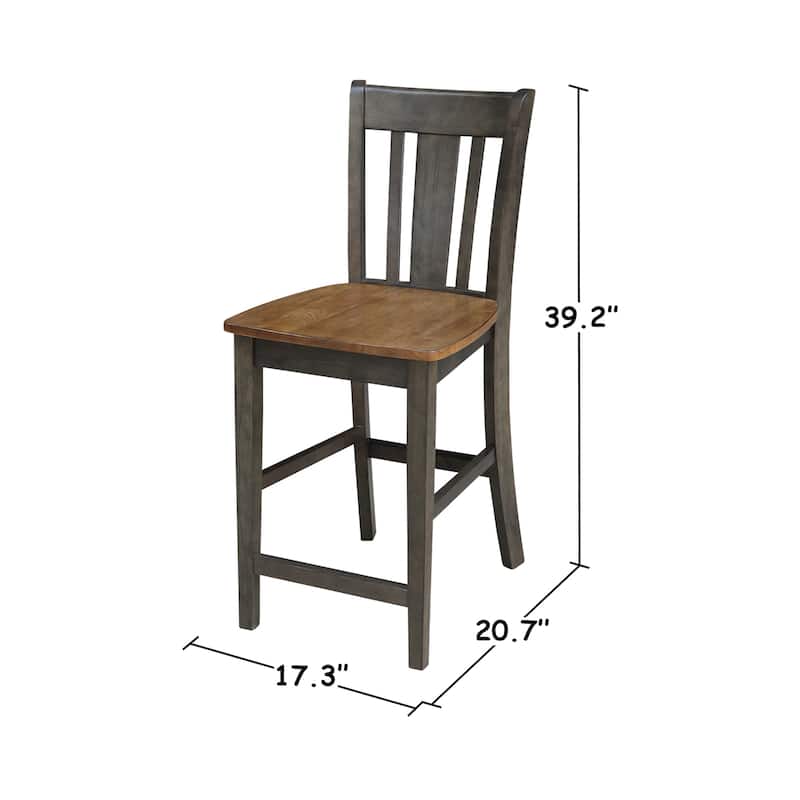 36" Round Wood Extension Dining Table with 2 Counter Height Bar Stools - N/A