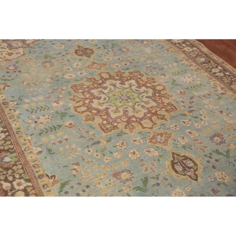 Traditional Tabriz Persian Area Rug Hand-Knotted Floral Wool Carpet - 6'4"x 9'4"