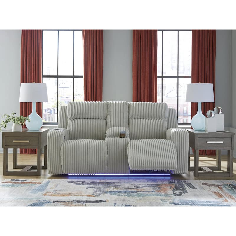 Signature Design by Ashley TwinBrooke Power Reclining Loveseat with Console - 78"W x 44"D x 42"H - White