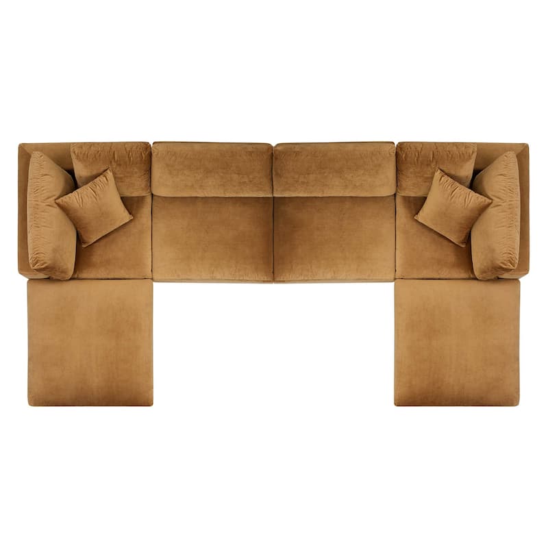 Commix Down Filled Overstuffed Velvet 6-Piece Sectional Sofa