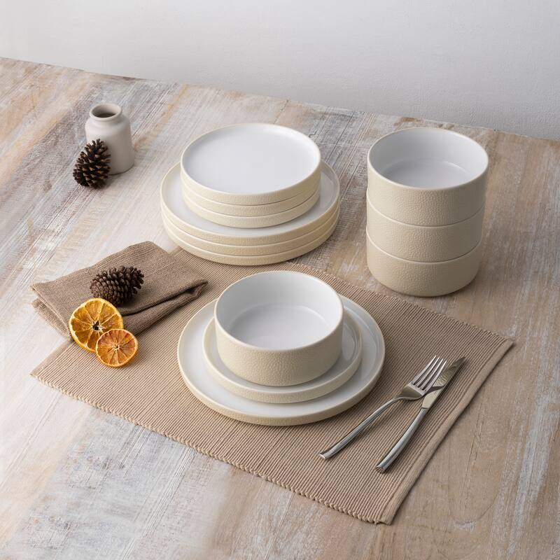 Noritake Colortex Stone 12-Piece Stax Dinnerware Set, Service For 4