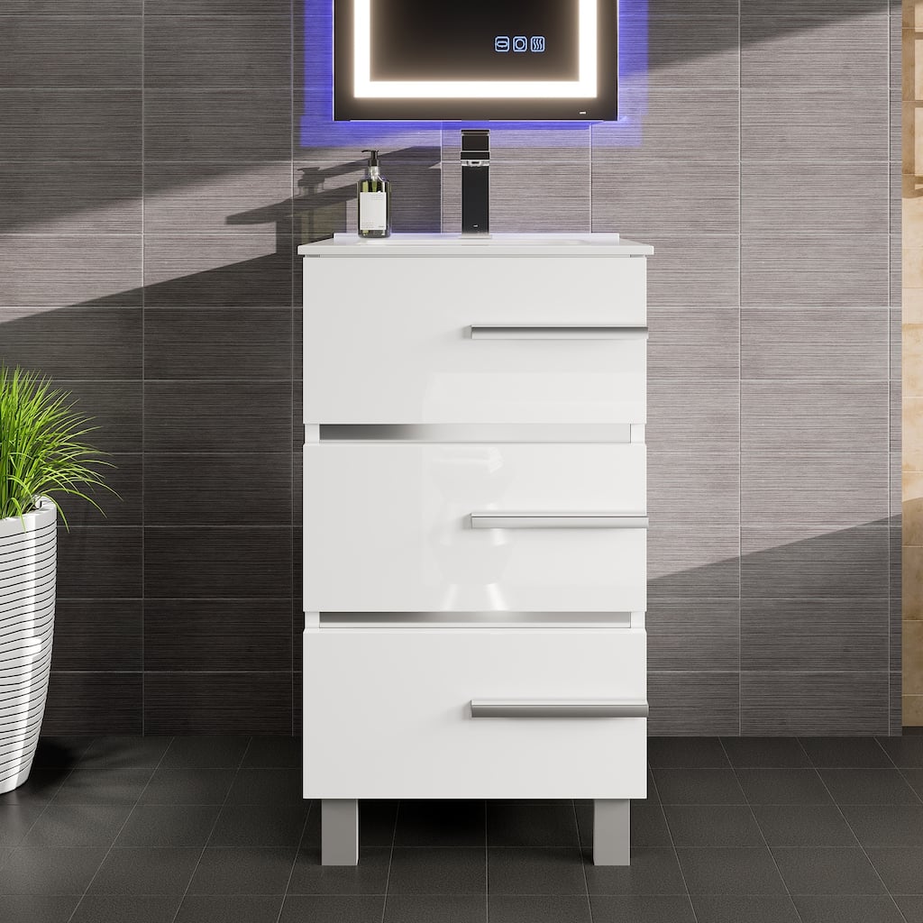 Eviva Deluxe 20"W x 18"D Vanity with White Porcelain Integrated Sink