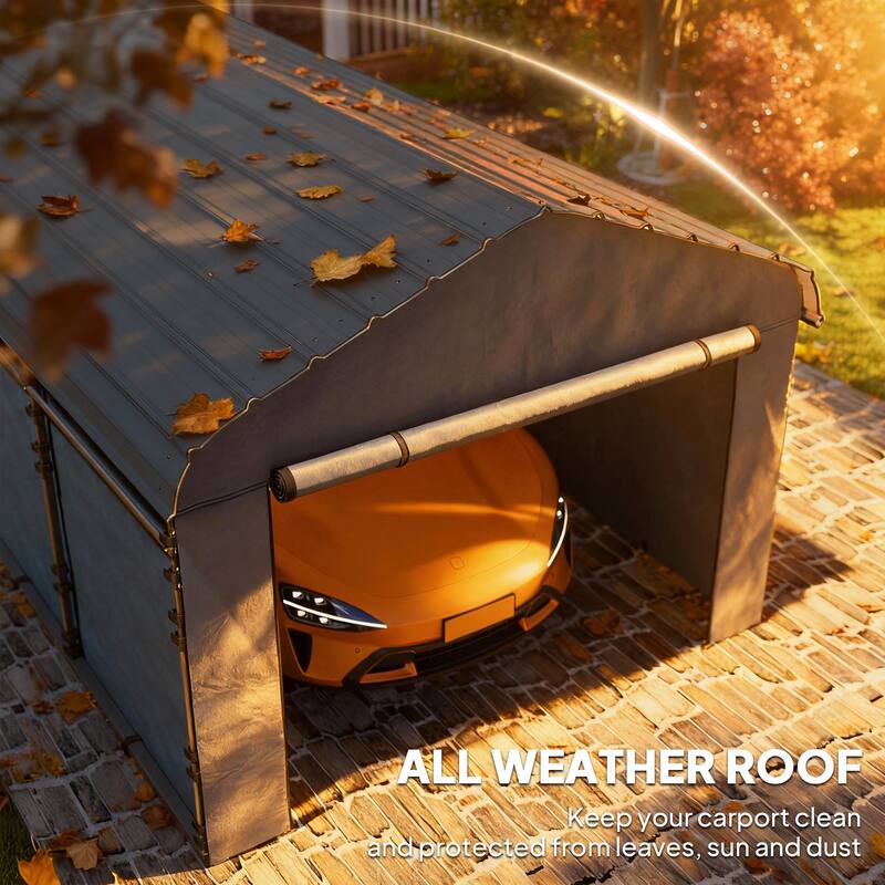 Outsunny 10' x 15' Heavy Duty Metal Carport, Waterproof Garage Car Canopy Shelter with Galvanized Metal Roof