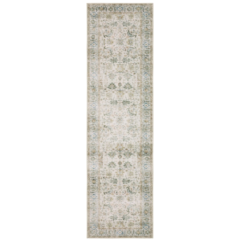Vista Home Clarissa Washable Vintage Oriental Indoor Area Rug - 2' x 8' - Grey/Multi
