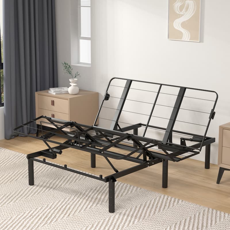 Adjustable Bed Base with Zero-Clearance Design, Dual USB Ports, and 750 lbs Capacity - Black
