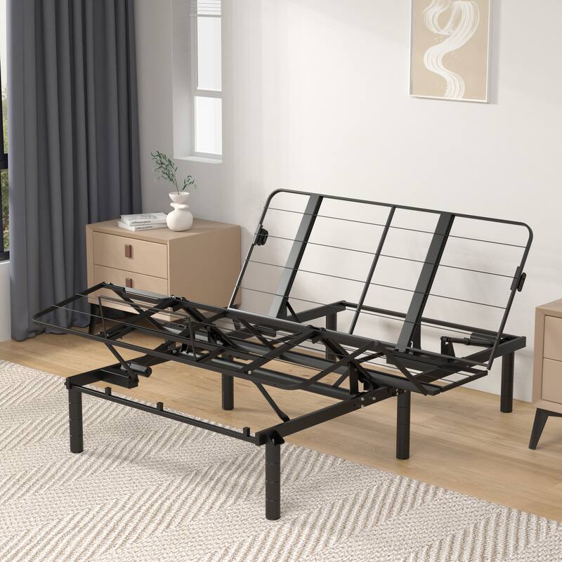 Zero-Clearance Adjustable Bed Base Frame with Head and Foot Incline Quiet Motor Queen Size Zero Gravity, Dual USB A+C Ports