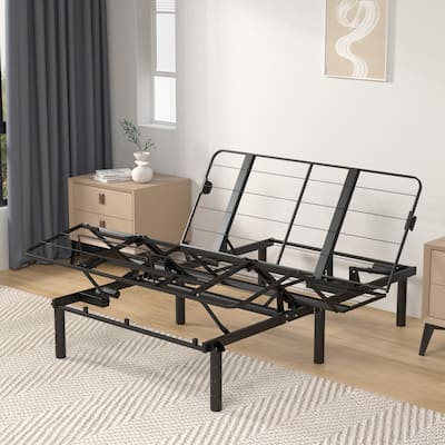 Zero-Clearance Adjustable Bed Base Frame with Head and Foot Incline Quiet Motor Queen Size Zero Gravity, Dual USB A+C Ports