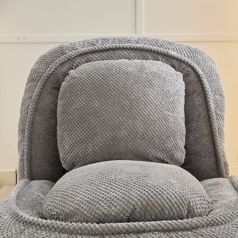 Gray Modern 47.8" Upholstered 5 Adjustable Chaise Longue Chair with High-Back Cotton and Elastic Sponge