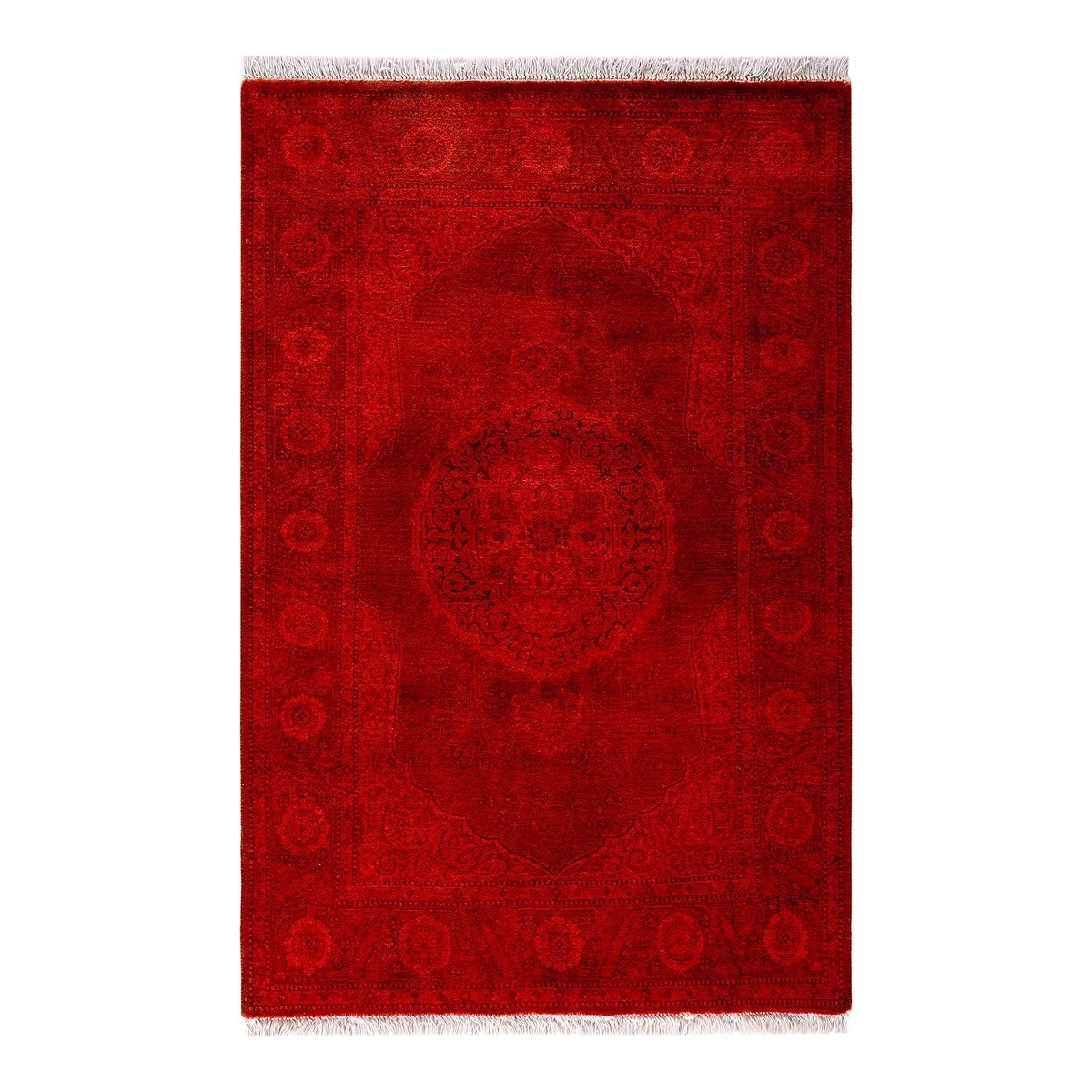 Overton Hand Knotted Wool Vintage Inspired Modern Contemporary Overdyed Red Area Rug - 2' 9" x 4' 2"