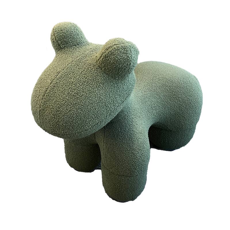 Seira 33 Inch Pony Chair, Stuffed Animal Kids Chair, Green, Solid Wood