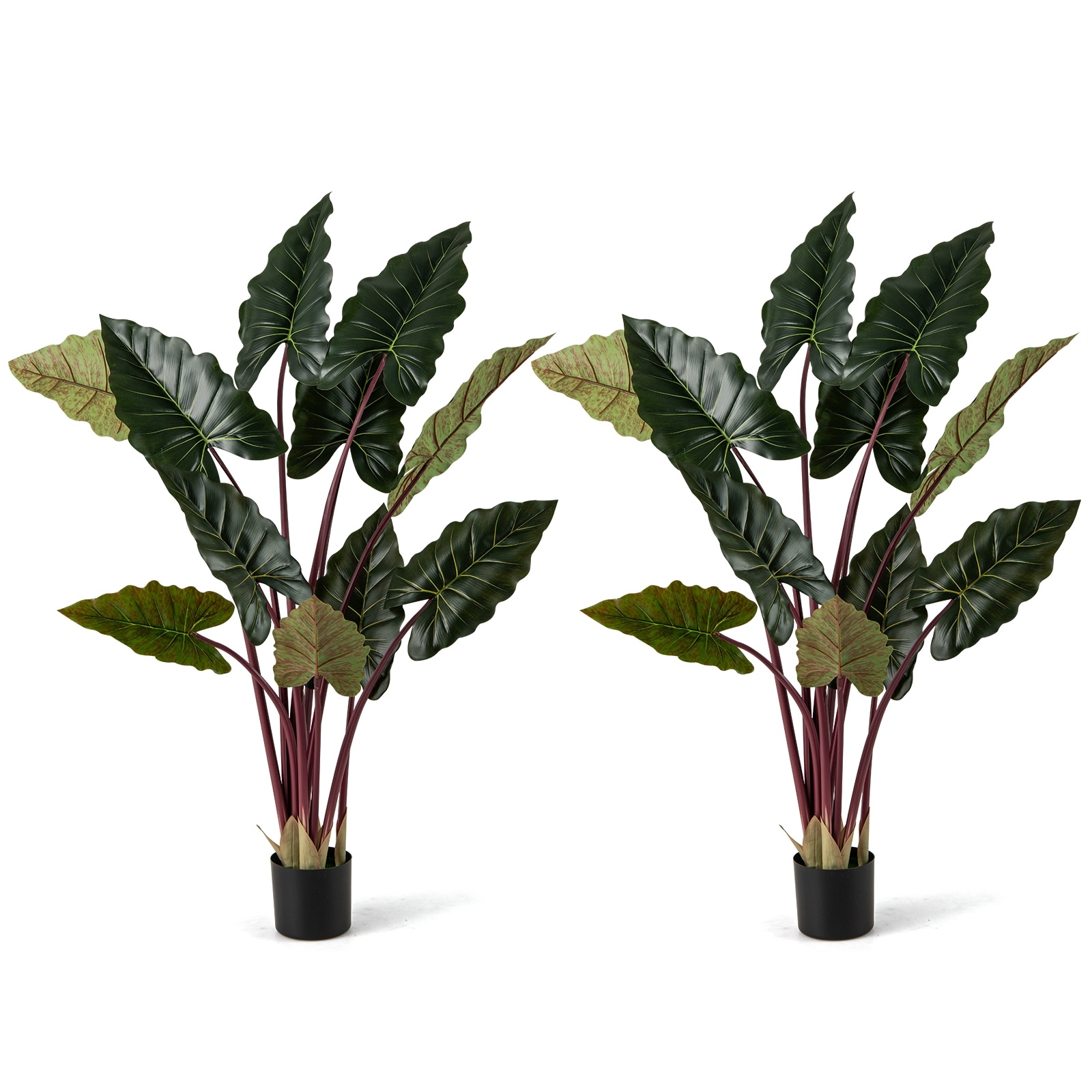 Gymax 2 Pack Artificial Rainbow Taro Tree 63'' Tall Fake Pre-potted
