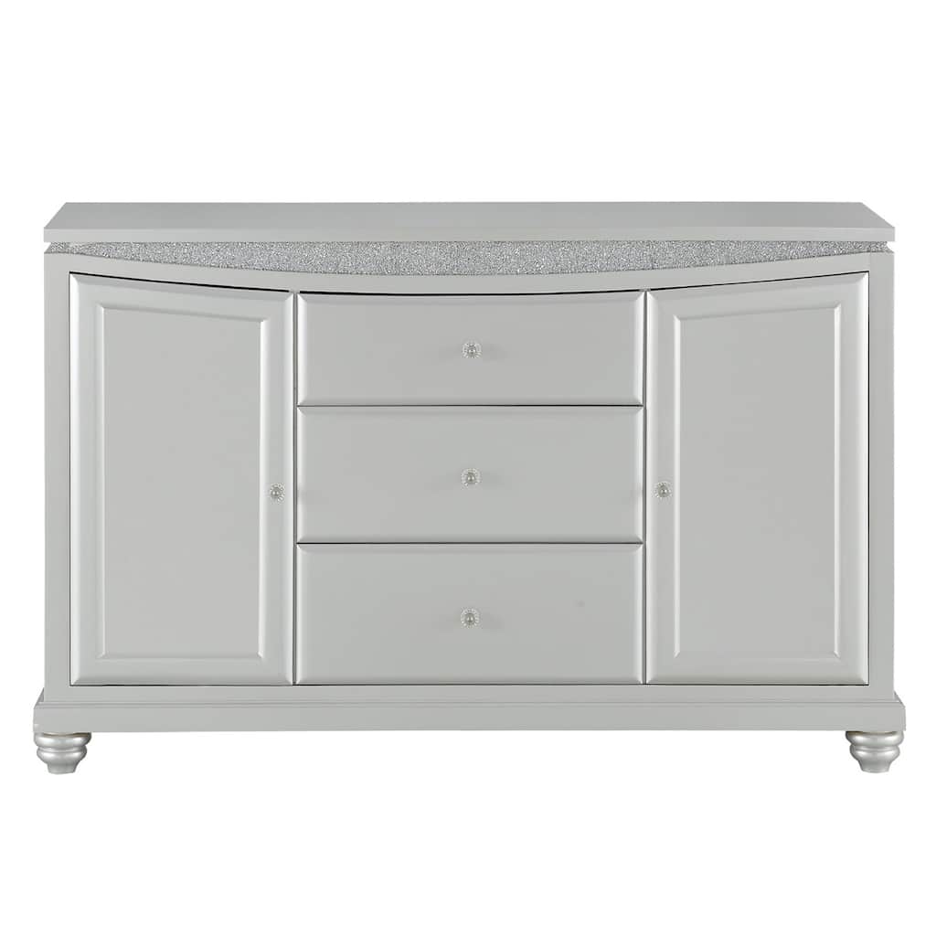 3 Drawers and 2 Doors Wood Server in Platinum