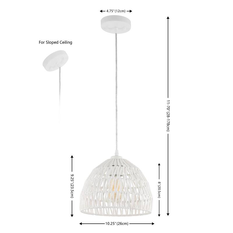 Jigu 1-Light Woven Rattan/Iron LED Pendant, by JONATHAN Y