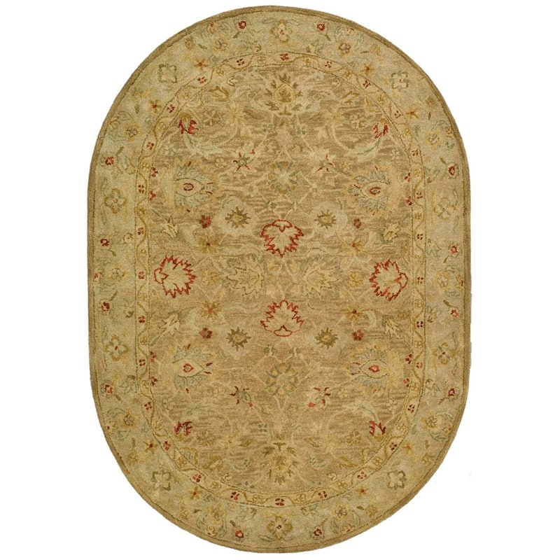 SAFAVIEH Handmade Antiquity Anner Traditional Oriental Wool Area Rug - 7'6" x 9'6" Oval - Brown/Beige