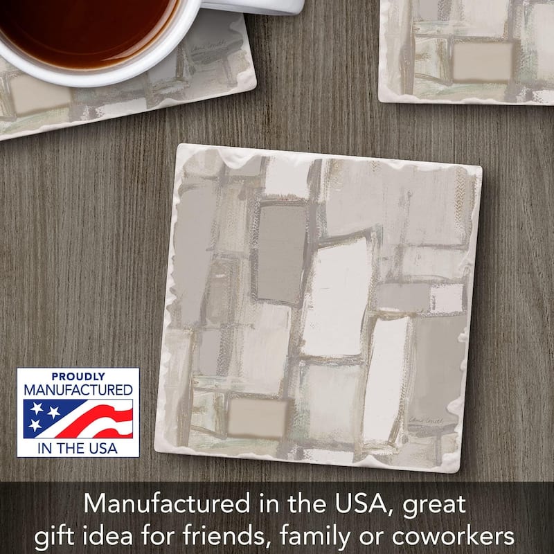Absorbent Stone Tumbled Tile Coasters, Foggy Morning, Set of 4