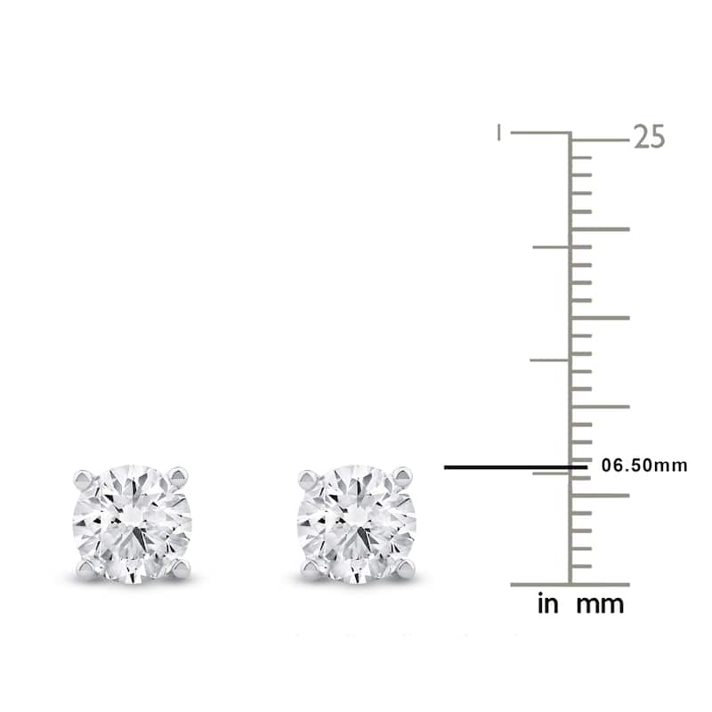 IGI Certified 1ct-4ct TDW Round Lab-Grown Diamond Solitaire Stud Earrings in 14k Gold