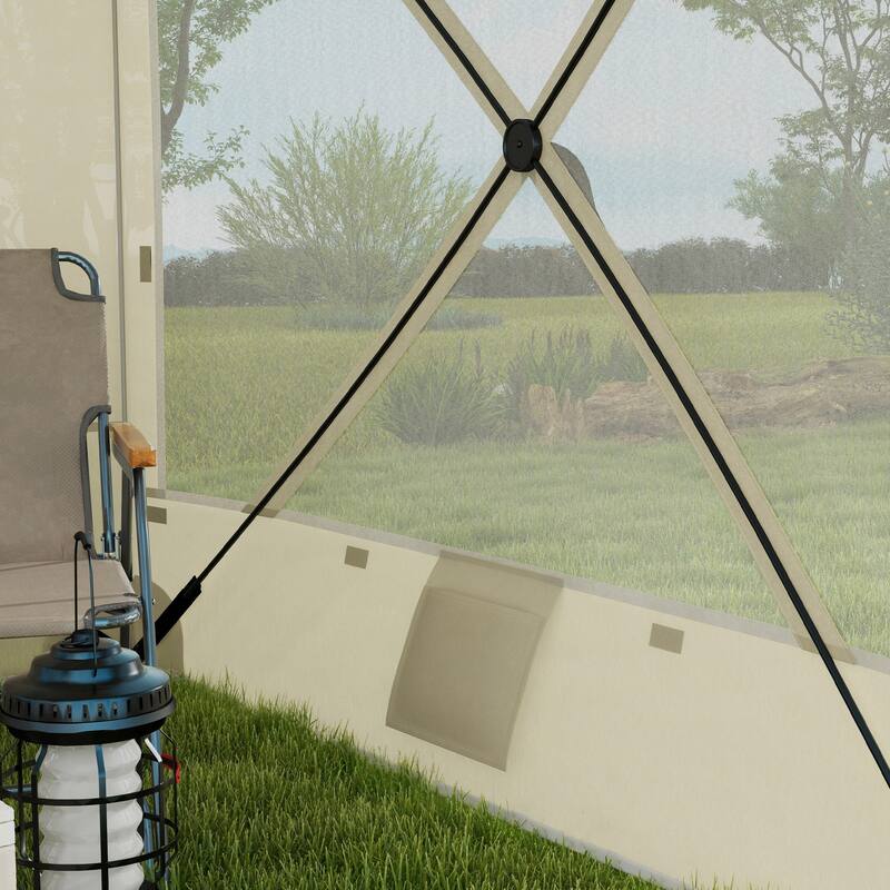 Outsunny 7' x 8' Pop Up Canopy Tent, UV-Resistant Camping Tent Event Shelter with Curtains, Nettings and Carrying Bag